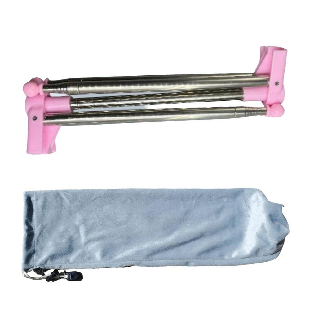 Stainless Steel Travel Garment Rack Collapsible Floor Stand Clothes Hanger Outdoor Use
