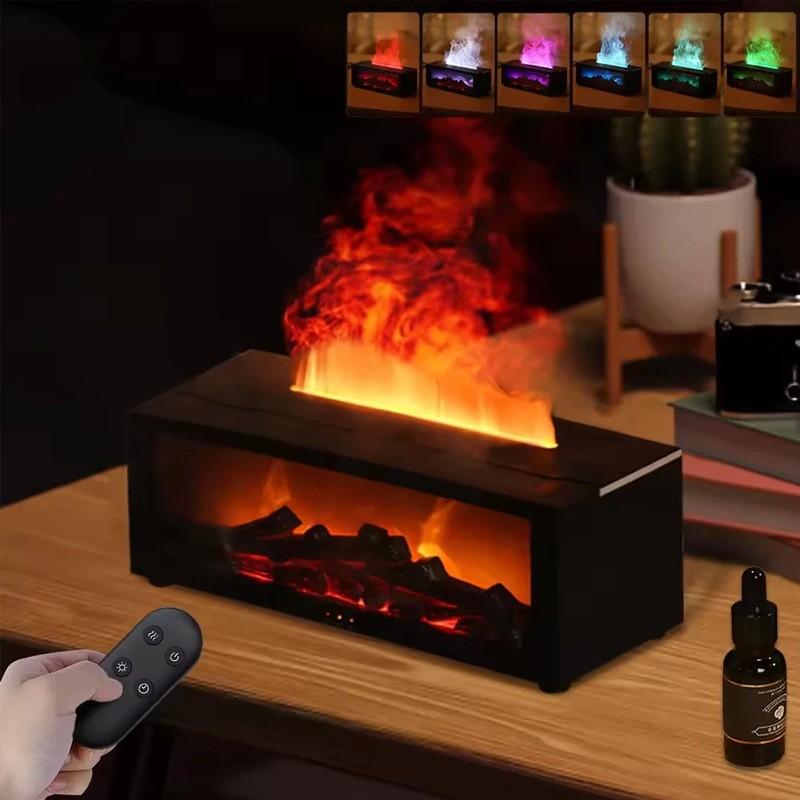 3D Simulation Air Humidifier Essential Oils Humidifiers Home Aroma Humidifier Flame Automatic Fragrance Diffuser With Remote Control