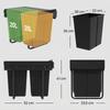 Sliding Under-Sink Waste Bin, 2 x 20 L, Removable Buckets, 52 x 33.5 x 41 cm, Black