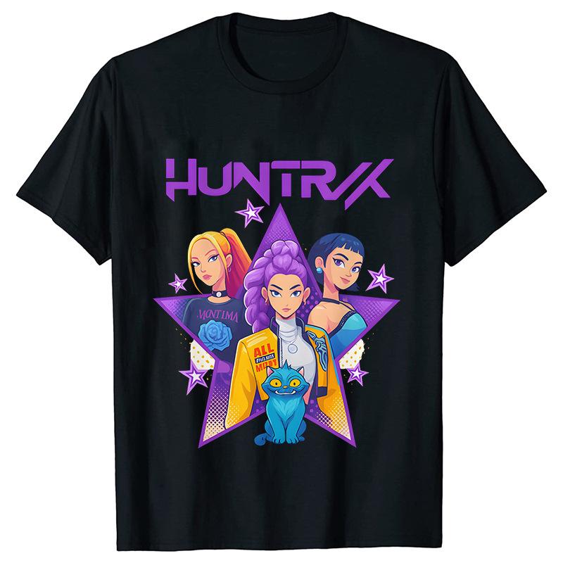 Kpop Demon Hunters Cartoon T-shirt for Chrildren  O-neck T-shirts 2025 Hot Movies Same Tshirts Fans Gifts Y2K High Street Tops