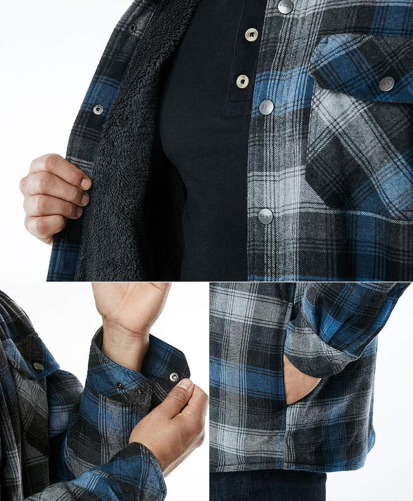 CQR Thick Sherpa Jacket Night Sky Size Durable and Check Solid Perfect for Outdoor and American Casual Men's (HOK710) - S, Warm, & Suede,