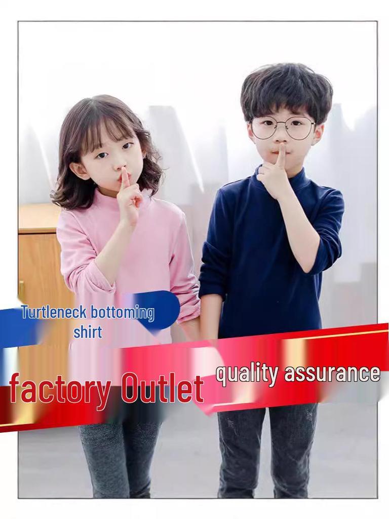 Camiseta de Algodón de Cuello Alto y Manga Larga para Niños 2024 – Capa Base Acogedora y a la Moda para Otoño/Invierno para Niños y Niñas.