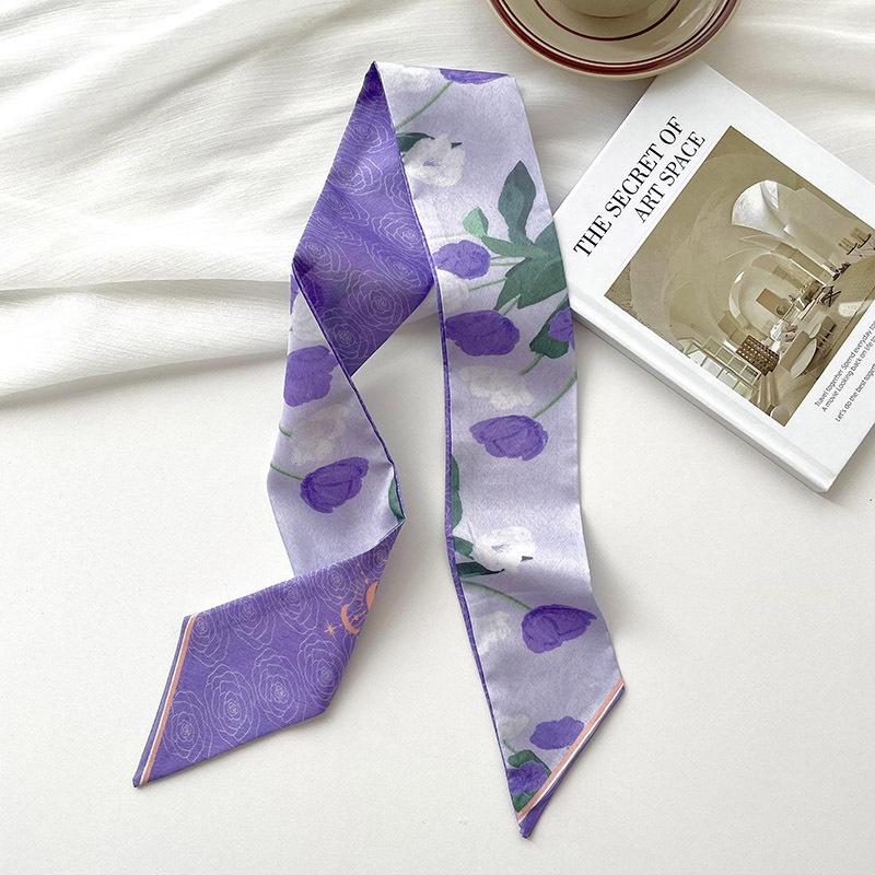 New Luxury Brand Model Small Silk Scarf Women Hair Band Bag Handbag Handle Ribbon Scarf Band Neck Scarves Neckerchief