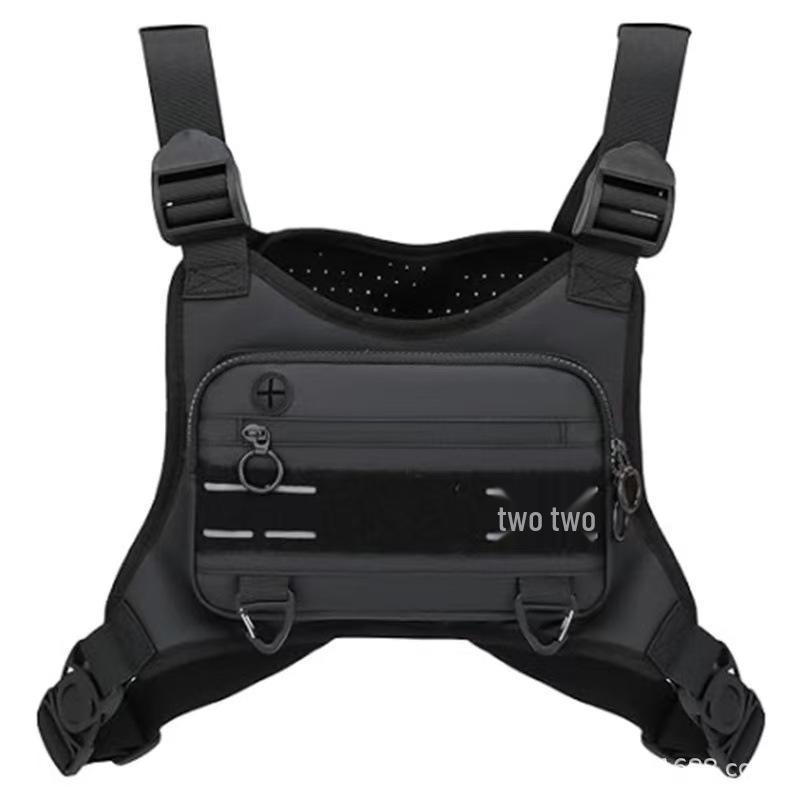 

Мужской тактический жилет в стиле стритвир и функциональная нагрудная сумка в комплекте 10 чёрный