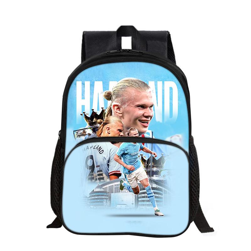 Zaino con Tasca Frontale Haaland Studenti Bambini Stella del Calcio Borsa da Scuola Calcio Sportivo Zaino da Viaggio Grande Capacità