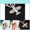Adorable Diamond Encrusted Airplane Keychain For Women Creative Gift Metal Keyring