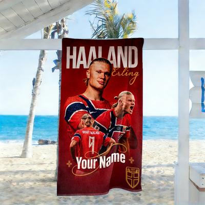 Haaland Personalized Name Beach Towel Soft Durable Quick-Dry Suitable for Swimming Gym Camping Yoga Vacation