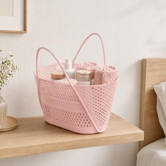 Shower Caddy Basket, Thickened PP Sturdy Organizer, with Reinforced Soft Handle, Quick-Dry Drainage Hole Design Basket, for Bathroom Kitchen Balcony