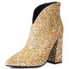 Fashion Sexy Ankle Boots Women Shoes New 2024 Luxury Sequined Gold Silver Heeled Short Boot Dance Party Wedding Shoes Lady Large Size 44