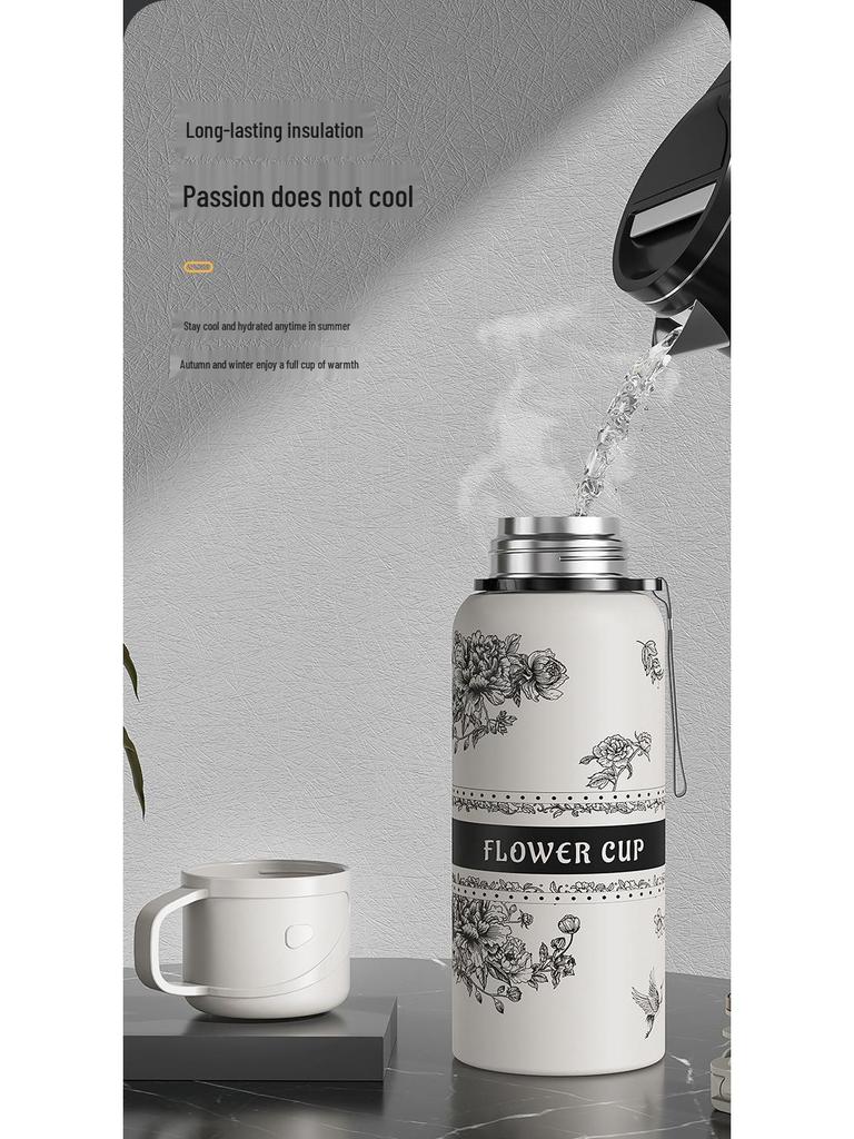 Gardenia 316 Stainless Steel Outdoor Thermos - Large Capacity, Portable, Stylish Tea Cup for Girls