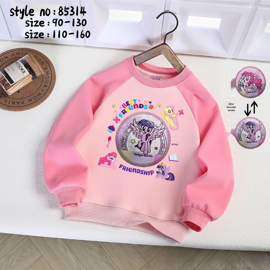 2025 New Little Pony Sequin Color-Changing Long Sleeve Sweatshirt for Girls