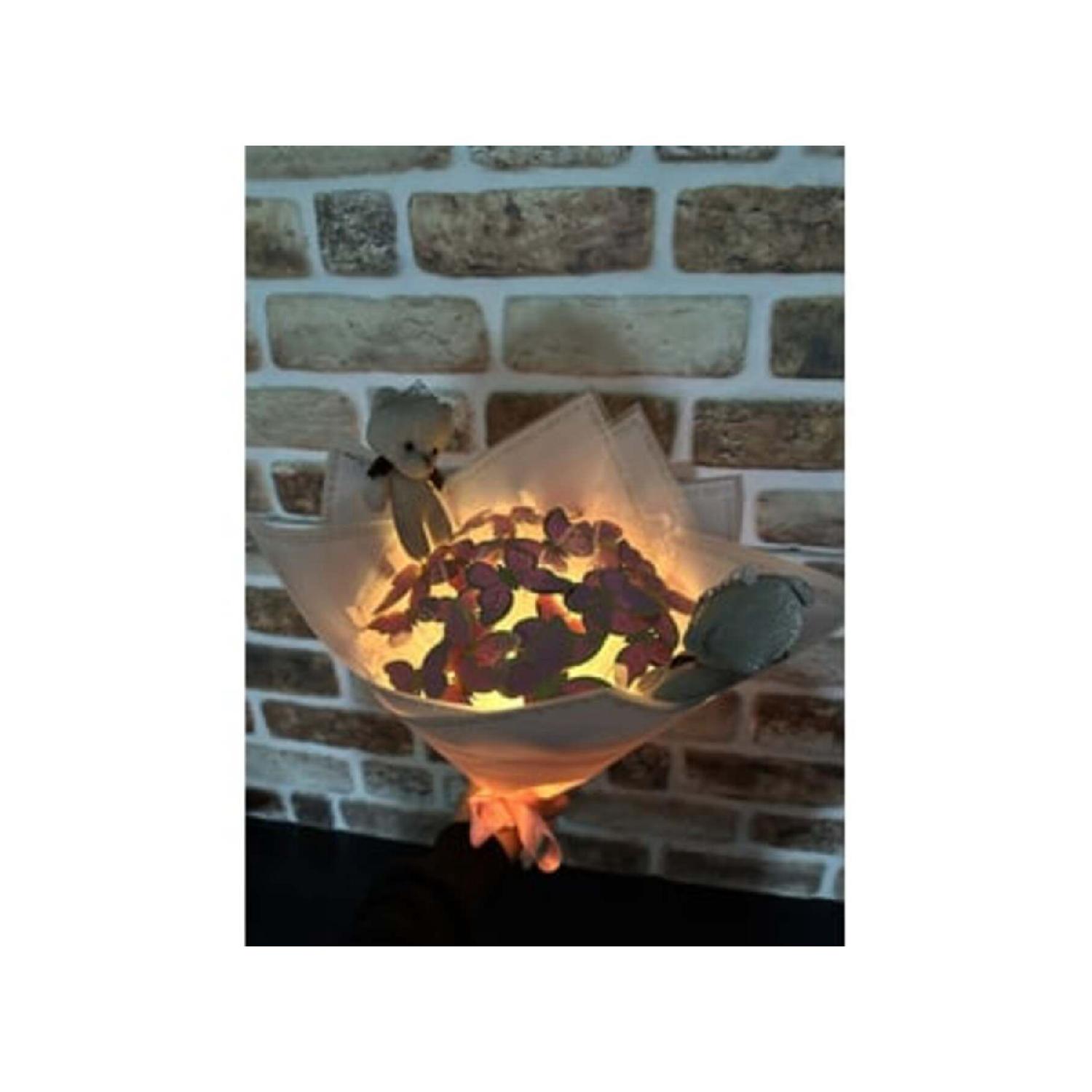 

24 Pieces Butterfly Bouquet With Led, Pink Color, Glitter And Plush Teddy Bear