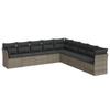 Vidaxl 9-Cz. Garden Furniture Set With Cushions, Grey, Poly Rattan