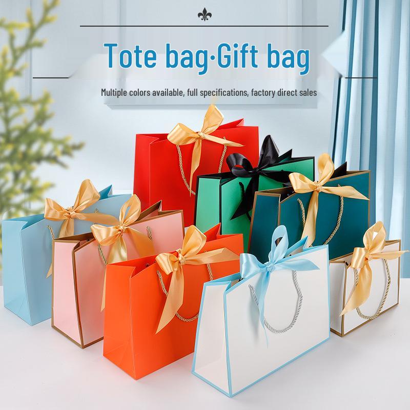 Handbag with Bow Ribbon - Gift, Shopping, and Makeup Paper Bag