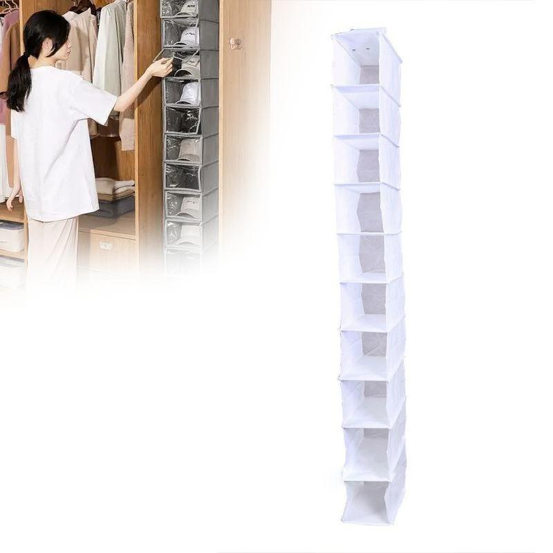 Modern Minimalist Non-woven Fabric 10 Tier Hanging Storage Bag For Bedroom Closet