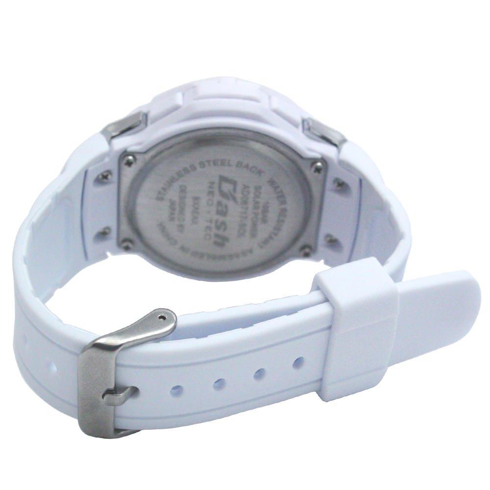 [Arias] AD06717-SOL-7 Men's Solar Digital Dash Waterproof Multi-Function Urethane Strap Watch White
