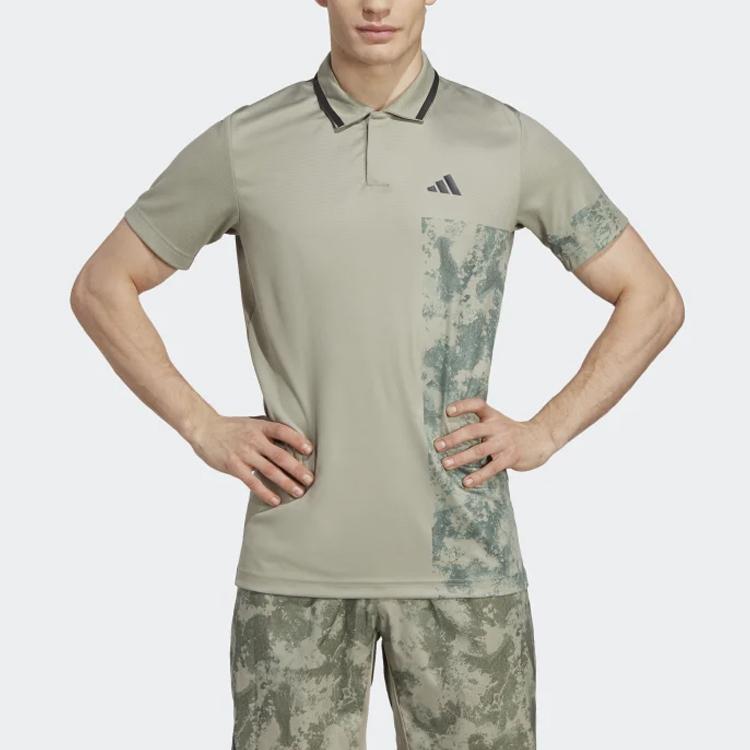 Adidas Tennis Paris Heat.Rdy Freelift Polo Shirt With Tie-Dye Print Men Tops Pebble Silver-Gray HT7233