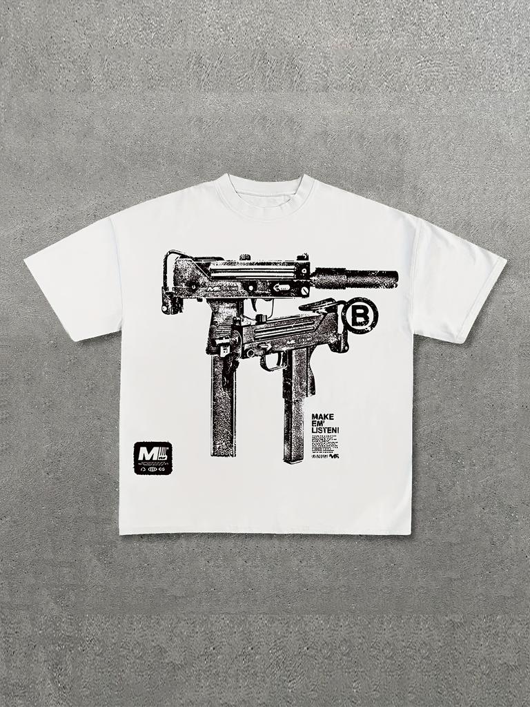 Weapon Dismantling Chart Graphic Printed Cotton T-shirt Summer Short Sleeve Round Neck T-shirt Fashion Outfit 2025 Y2K Tee Tops