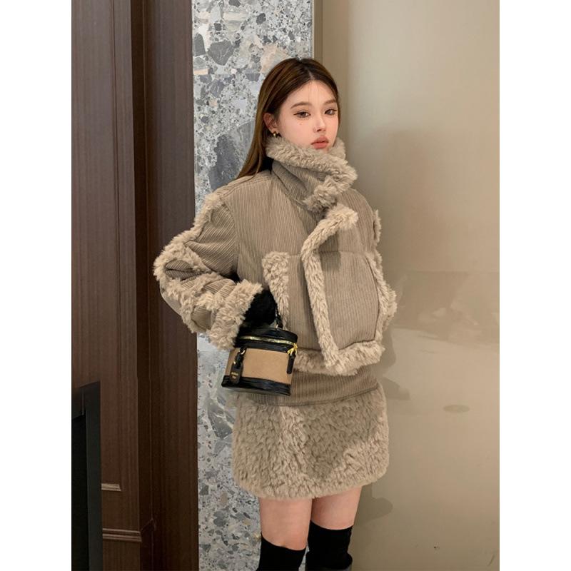 

Женский осенне-зимний комплект в стиле ретро, короткий топ + юбка с высокой талией, комплект из двух предметов XXS