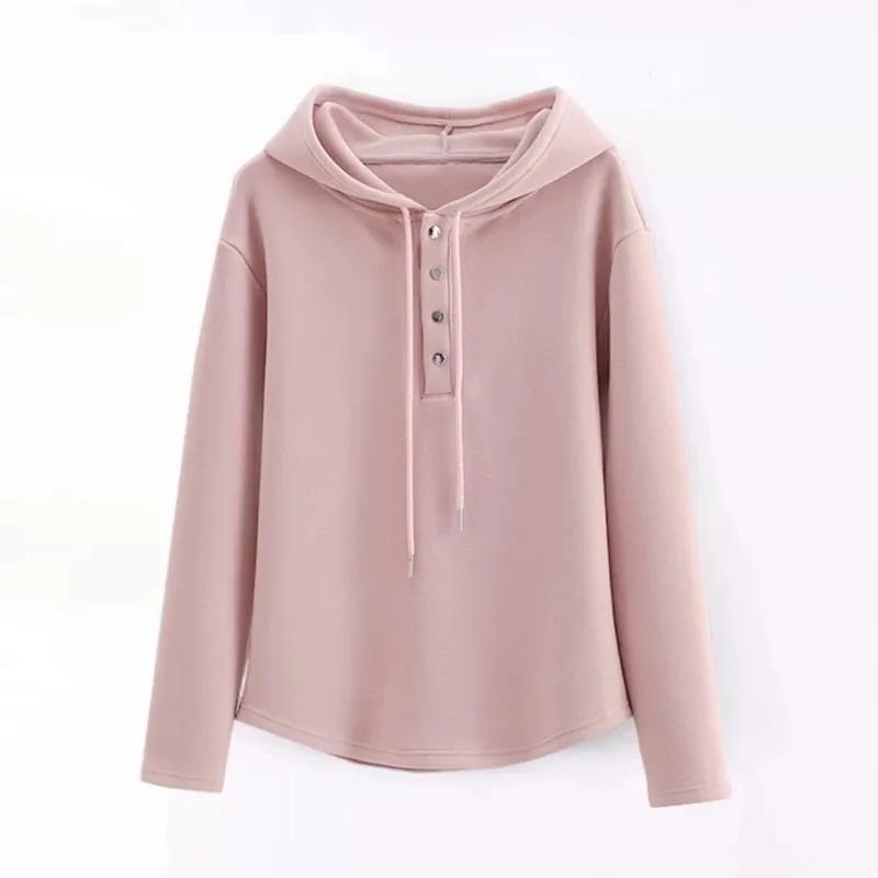

Women Purple Hooded Half Button Long Sleeve Sweatshirt M розовый