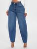 Women's Mid Rise Balloon Jeans Harem Carrot Denim Pants Vintage Washed Non-Stretch Loose Casual Long Trousers For Autumn Daily Wear