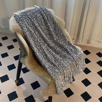 Gonna aderente da donna a vita alta, snellente, per primavera/autunno, con paillettes e spacco, lunghezza media