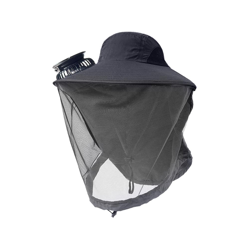 

Outdoor Wide Brim Solar Powered Fan Hat Breathable USB Charging Fisherman Hat Quick-dry Anti UV Fishing Sun Cap Summer серый
