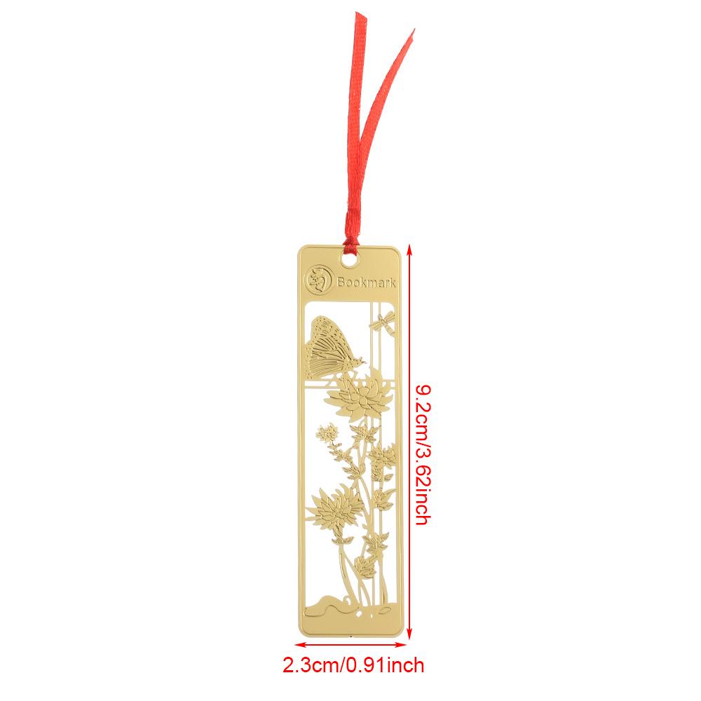 Metal Hollow Bookmarks Chinese Style Red Knot Creative Book Clip Stainless Steel Pagination Mark Calligraphy Painting Kids Gift