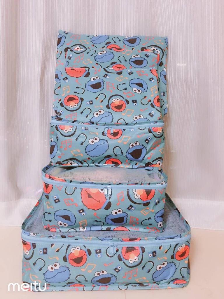 Cartoon Merlot Waterproof Cinnamon Pudding 6-Piece Travel Clothing Storage Set