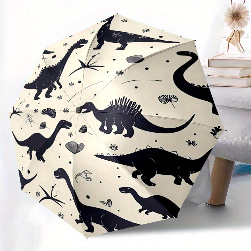 1pc Dino World Automatic Open/Close Umbrella with One-Touch Button, Compact Folding Canopy, Sturdy 8-Rib Windproof Design -141