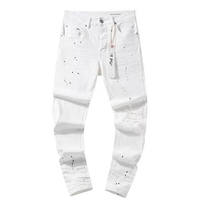 BeatStreet New Jeans Herren Mode Trend Retro Waschung Graffiti Print Reparatur Niedrige Taille Stretch Skinny Knopf Falten Ripped Jeans Hose