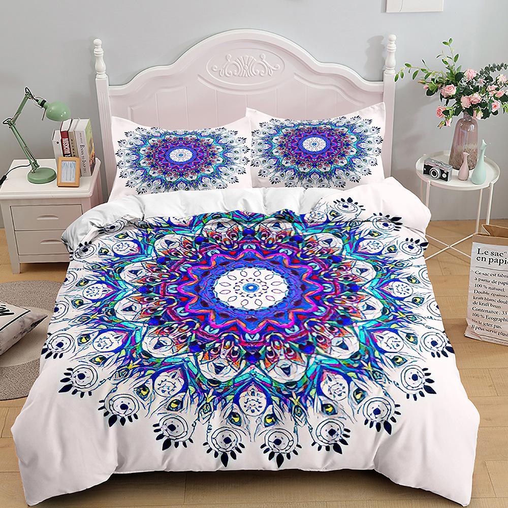 Bohemian Print Quilt Set Three-Piece, Home Textile Bedding