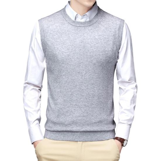 Top da uomo autunno inverno top gilet senza maniche girocollo lavorato a maglia elastico tinta unita pullover caldo casual stile semplice maglione da uomo