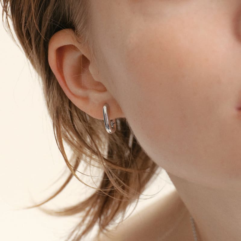 LUNNE Silver 925 Arc Oval One-Touch Earrings #LSE103