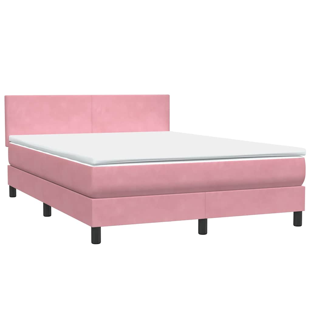 Box Spring Bed with Mattress Pink 140x220 cm Velvet