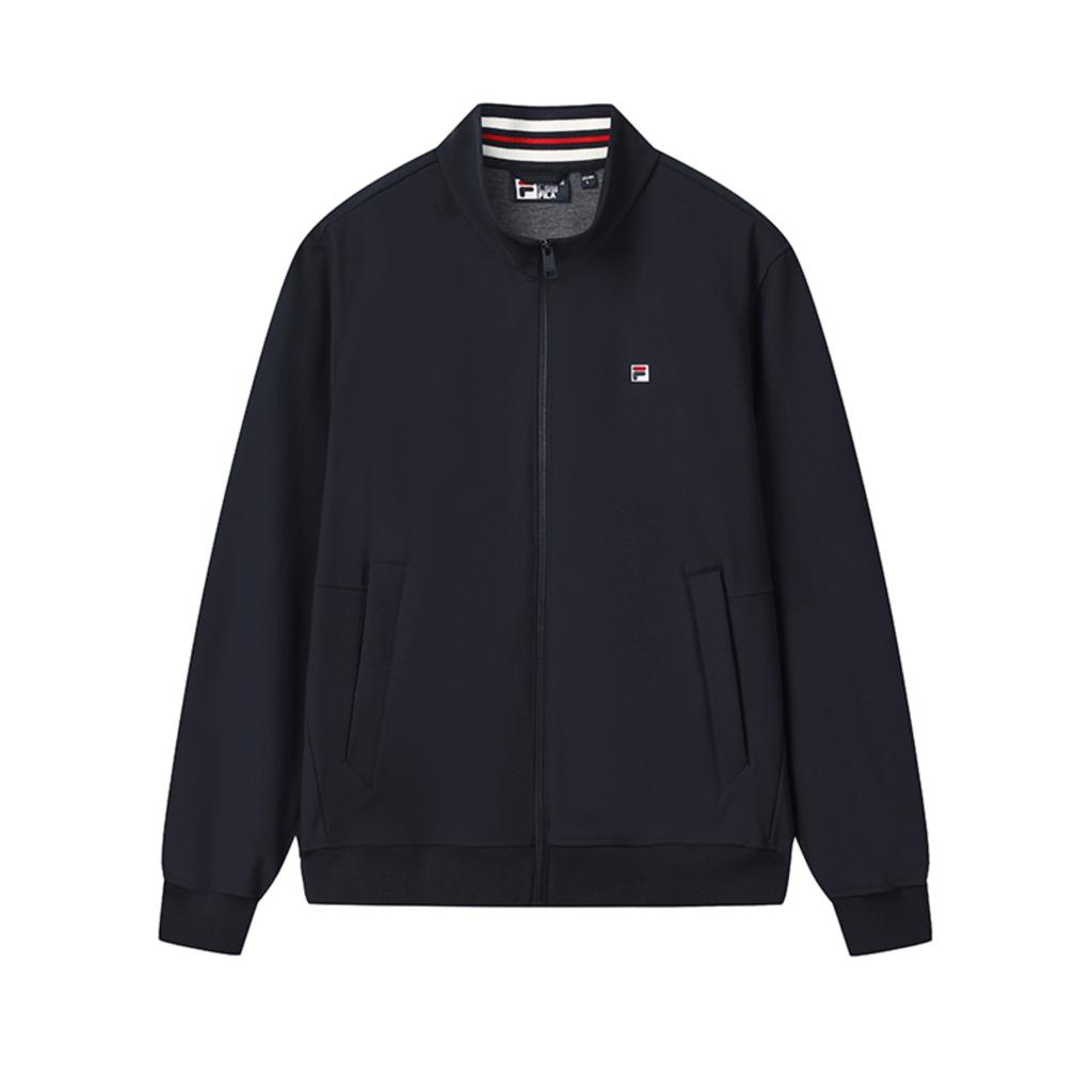 Fila Heritage Classic Simple Fashion Comfortable Versatile Knitted Jacket Men Jackets Legendary-Blue F11M548501FNV