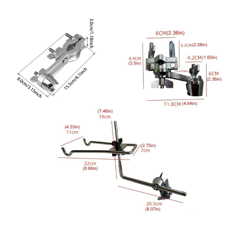 Drum Extension Clamp Drum Support Drum Holder Stand Drum Clamp Extension Clip Cymbal Drum Arm Stand Holder Double Design