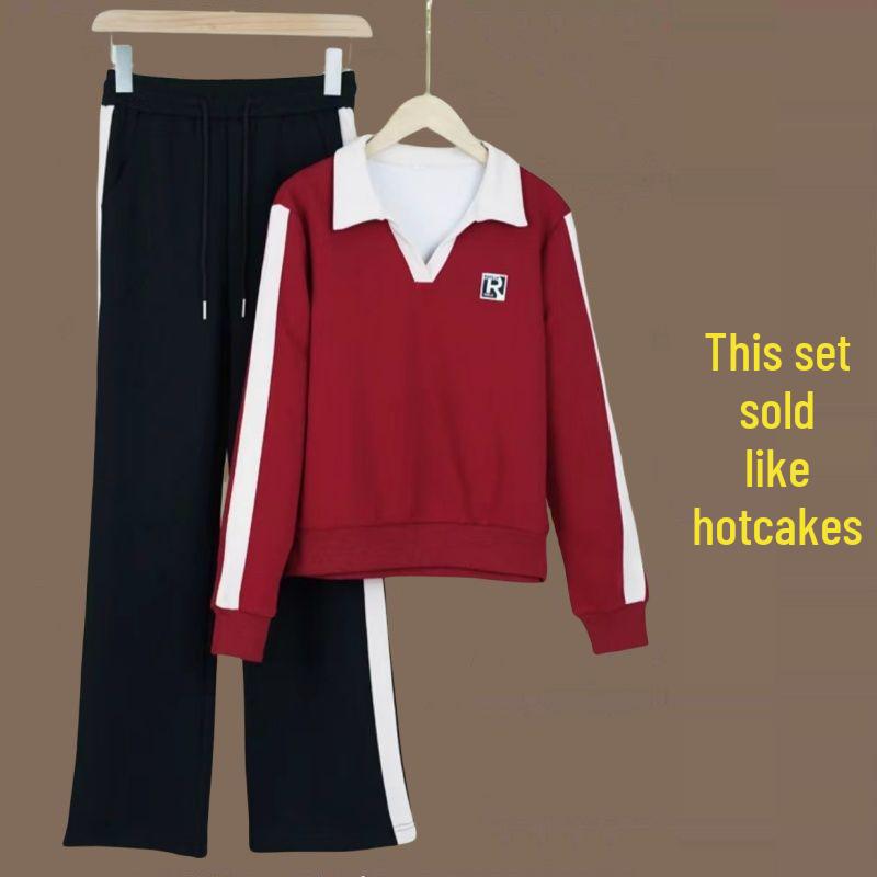 

Women s Chic Casual Two-Piece Set: Loose Lapel Long Sleeve Hoodie - Spring/Autumn 2026 Fashion 3XL