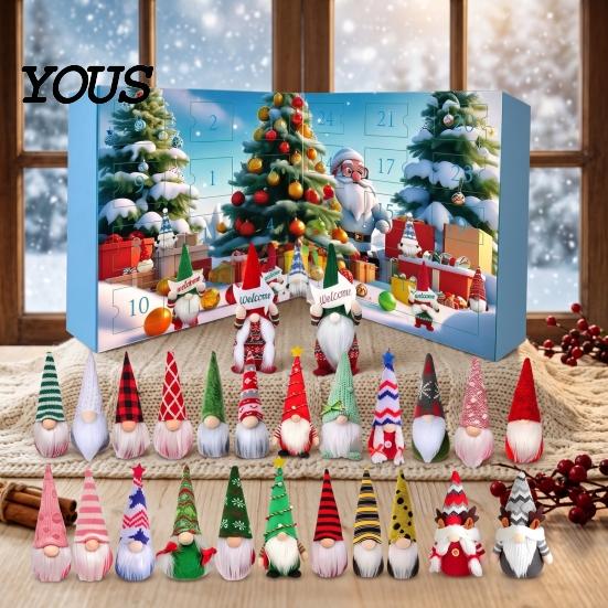 Christmas Countdown Gift for Kids 2026 Gnome Advent Calendar, 24 Day Box Set with Faceless Indoor Decoration Plush Dolls, Xmas Ornaments Tree Hanging
