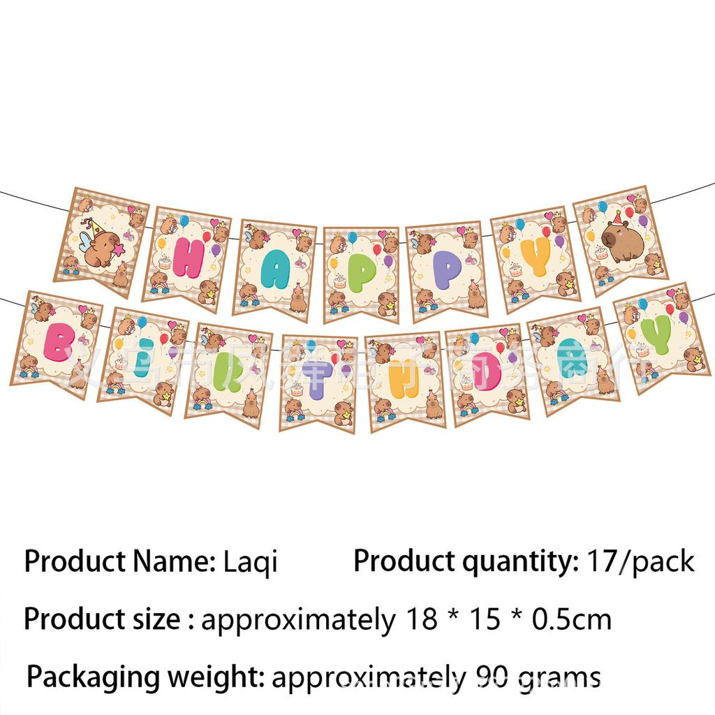 Niedliches Cartoon Kapibara Thema Kindergeburtstagsparty Einweg Pappteller Einladung Kara Flagge Zubehör