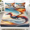 3pcs Fitted Sheet Set Dragon 3D Printed Fantasy Dragon Breathable Anti-Slip Bed Sheet With Pillowcases For Bedroom Decor