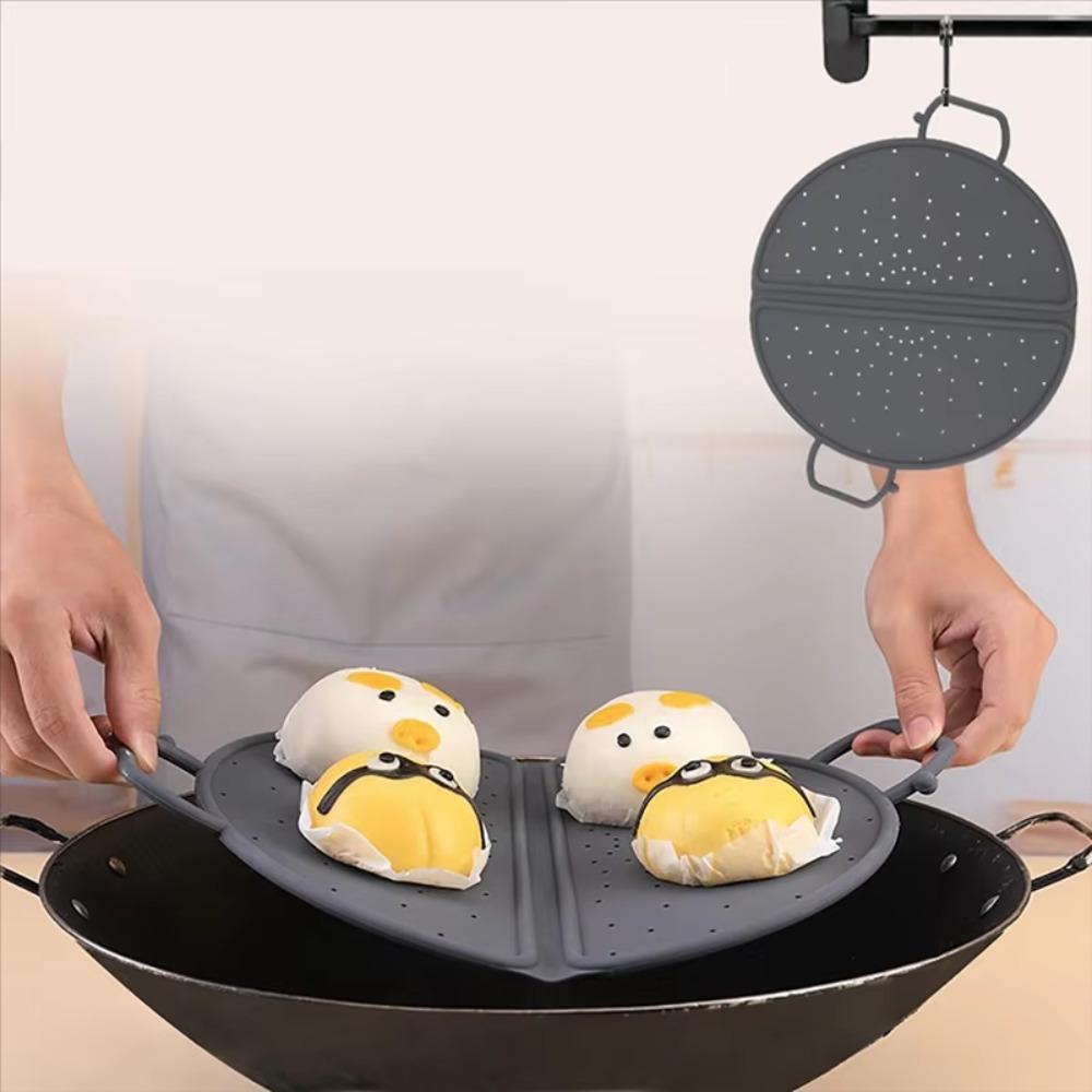 Silicone Steaming Rack Heat Resistant Drain Rack Multifunctional Foldable Steamer Basket  Wok