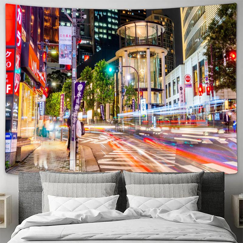 Modern Urban Night View Tapestry Prime Choice for Bedroom  Living Room Art Decoration
