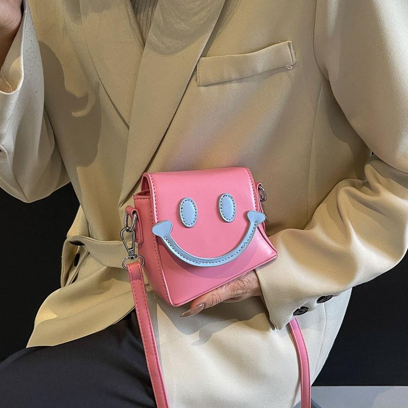 Adorable Cartoon Smiley Face Crossbody Bag For Girls Trendy And Lightweight