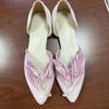 Fashion Super Nice Shoes Women's New Summer Niche Design Sandals Aesthetic Petal Pointed Toe Shallow Flat Shoes Handmade