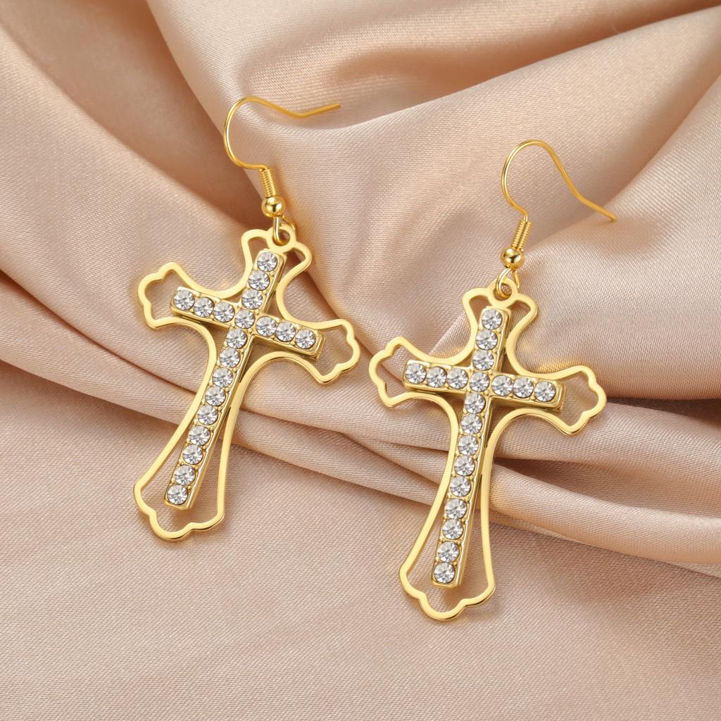 Cazador Clear Zircon Cross Earrings for Women Stainless Steel Christian Earrings Jesus Jewelry Valentine Gift 2026 Wholesale New