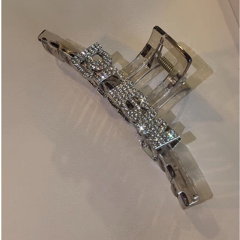 

Прозрачная металлическая заколка для волос с бриллиантами — универсальная, большая, простая, в праздничном стиле