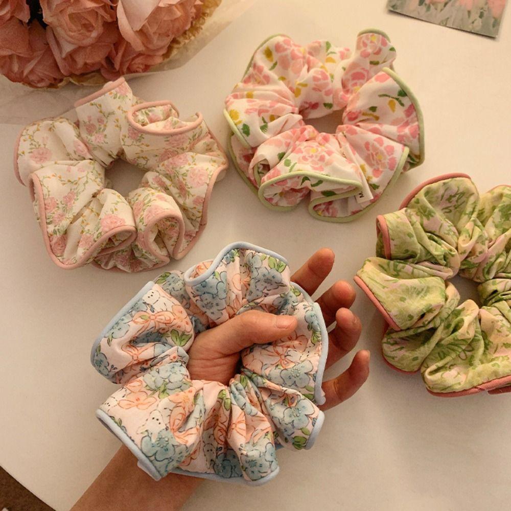 Pastoral Style Korean Elastic Scrunchies Ponytail Holder Floral Hair Rope Flower Hair Band  Women