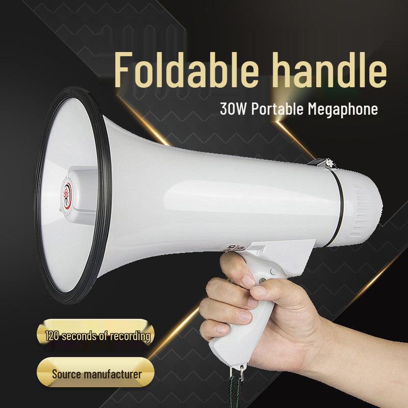 CR-61 Foldable 30W Handheld Megaphone with Speaker, Alarm, and Recorder for Outdoor Use