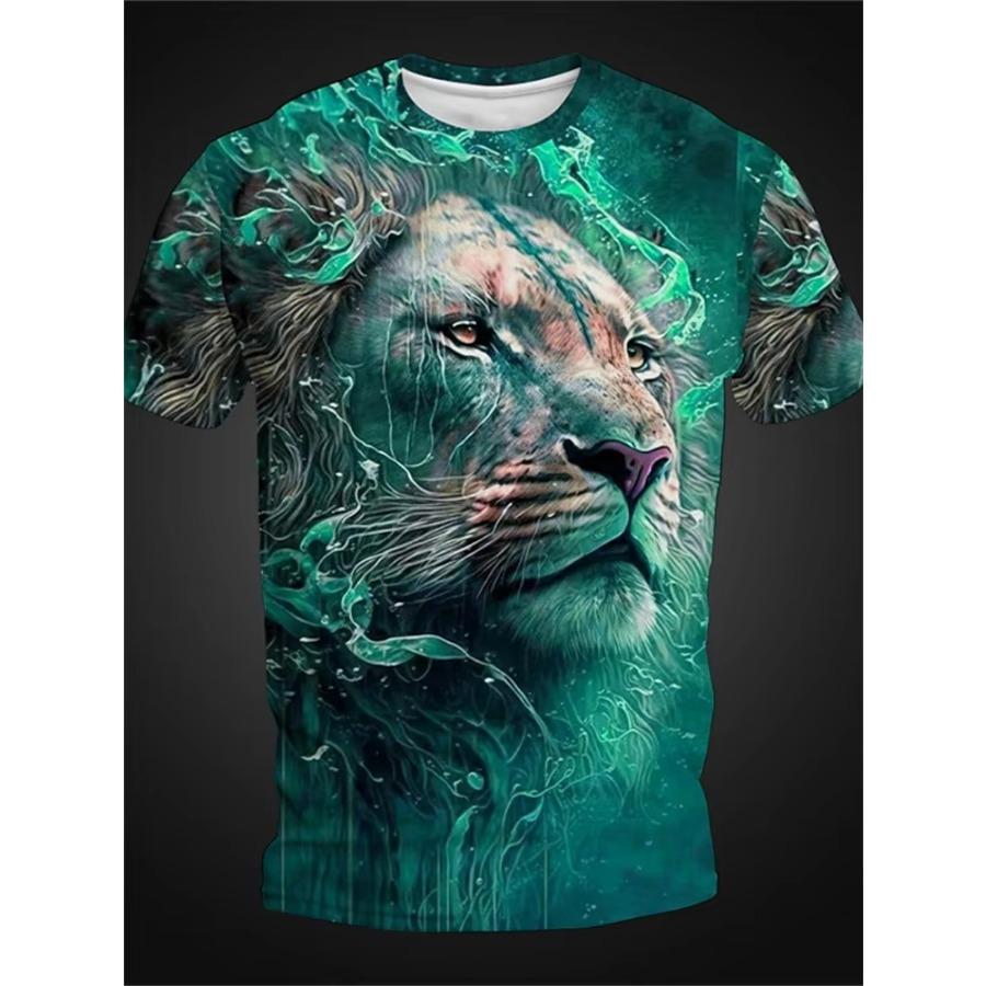 2024 Boutique Herr Vintage T-shirt Överdimensionerad 3D Tigertryck Kortärmad Topp Herrmode Rund Hals Sport Kortärmad 6XL